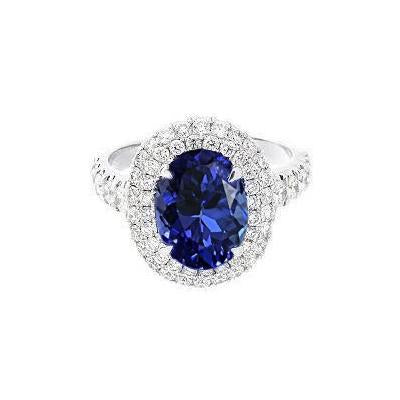 1.85 Carats Bague De Mariage Tanzanite De Taille Ovale Et Diamants Or Blanc 14K - HarryChadEnt.FR