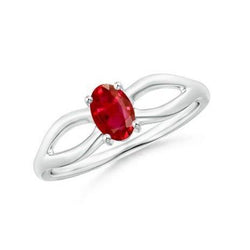 2 Carats Solitaire Prong Set Bague de Mariage Rubis Or Blanc 14K