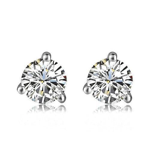 2 carats. Boucles d'oreilles fines diamants ronds étincelants Lady Or blanc - HarryChadEnt.FR