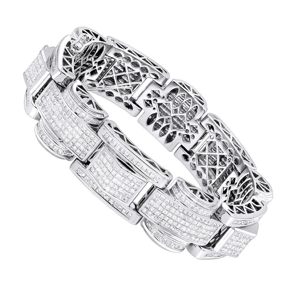 20 carats pave set princess cut diamond bracelet homme or blanc 14k