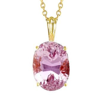 25 ct solitaire taille ovale rose kunzite collier pendentif or jaune