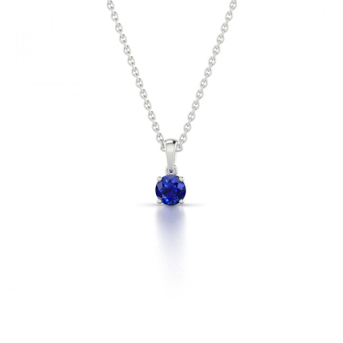 2.00 Carat Ceylan Saphir Pendentif Collier Chaîne Or Blanc 14K - HarryChadEnt.FR