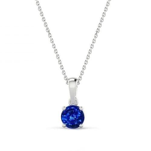 2.00 Carat Ceylan Saphir Pendentif Collier Chaîne Or Blanc 14K - HarryChadEnt.FR