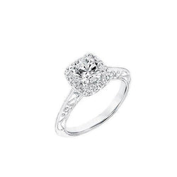 2.40 carats. Bague Aspect Antique Diamants Halo Or Blanc