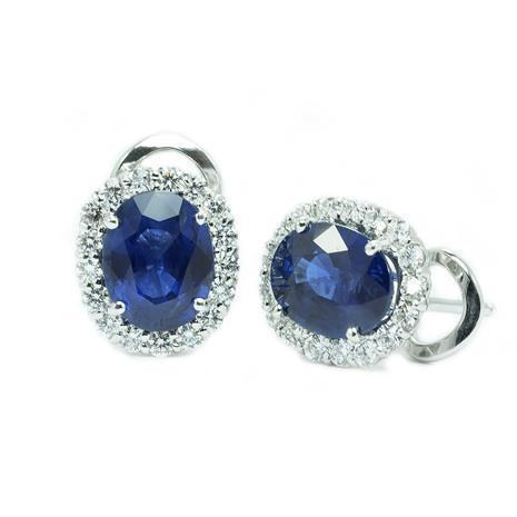 2.44 carats ovale Sri Lanka saphir et bijoux de boucle d'oreille en diamant - HarryChadEnt.FR