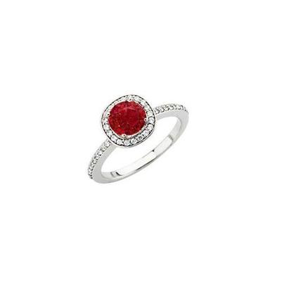 2.50 Carats Bague Rubis Rond Rouge Et Blanc Bijoux Or Blanc 14K - HarryChadEnt.FR