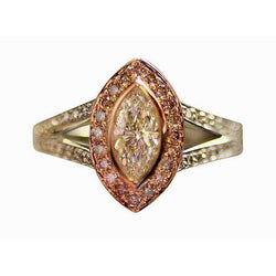 2.50 carats F Vs1 Diamond Halo Gemstone Ring Bicolore Bijoux en or