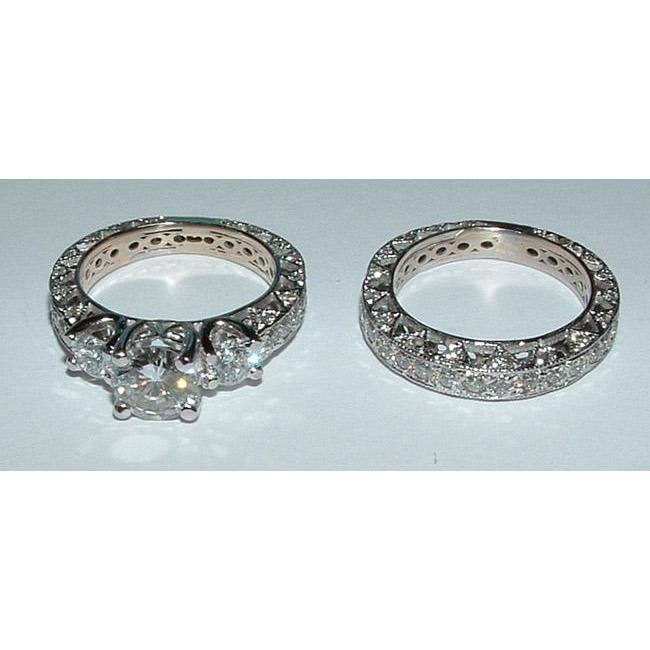 2.51 carats en filigrane style antique 3 pierre diamant bague de fiançailles - HarryChadEnt.FR