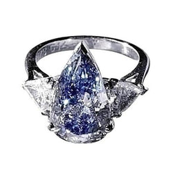 2.70 ct. Bague Anniversaire Diamants Bleus & Blancs Or Trois Pierres