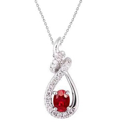 2.80 Carats Collier Pendentif Dame Rubis Rouge & Diamant Or Blanc 14K