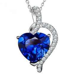3 Carats Coeur Saphir Bleu Et Pendentif Diamant Bijoux En Or Neuf