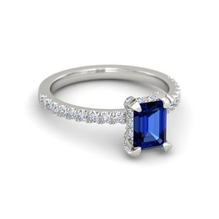 3 carats émeraude et saphir de Ceylan rond serti de griffes de bague - HarryChadEnt.FR