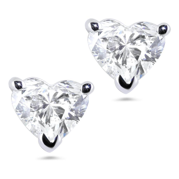 3 carats. Boucles d'oreilles clous d'oreilles diamant taille cœur serti griffes or blanc - HarryChadEnt.FR
