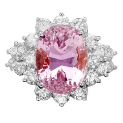 30.50 Carats Bague Pierre Gemme Kunzite Rose Or Blanc Bijoux Fantaisie