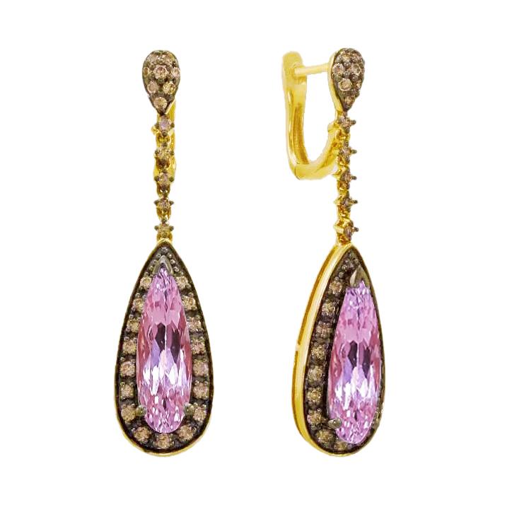 31.50 Ct Kunzite Avec Diamants Femmes Boucles D'Oreilles En Or Jaune 14K - HarryChadEnt.FR