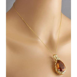 32 Ct Madeira Naturel Citrine Femmes Collier Pendentif Or Jaune