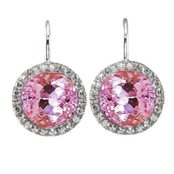 33 carats rose Coupe Ronde Kunzite diamant boucle d'oreille bijoux en or 14K