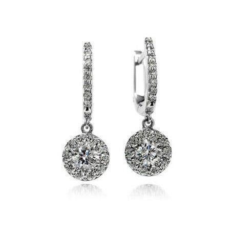 Boucles d'oreilles Lady Dangle 3.4 carats serties de diamants or blanc 14K - HarryChadEnt.FR