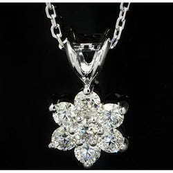 3.5 Ct Diamant Fleur Style Collier Pendentif Or Blanc Femmes Bijoux