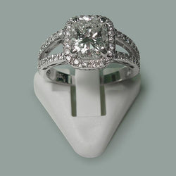 3.50 Carats Coussin Diamant Solitaire Bague Split Tige Bijoux Nouveau