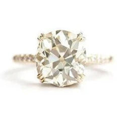 3.50 Carats Coussin Vieux Mineur Diamant Bague de Fiançailles Or Blanc 14K