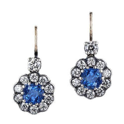 3.50 ct. Coussin bleu saphir boucle d'oreille diamant pierres précieuses bijoux