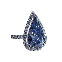 3.75 carats. Bague Diamants Ronds Poire Pierres Précieuses Or Blanc