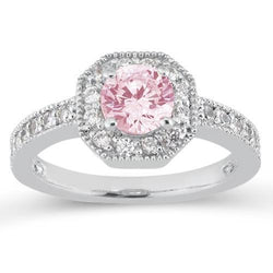 3.91 carats anniversaire saphir rose halo diamant bague de pierres précieuses