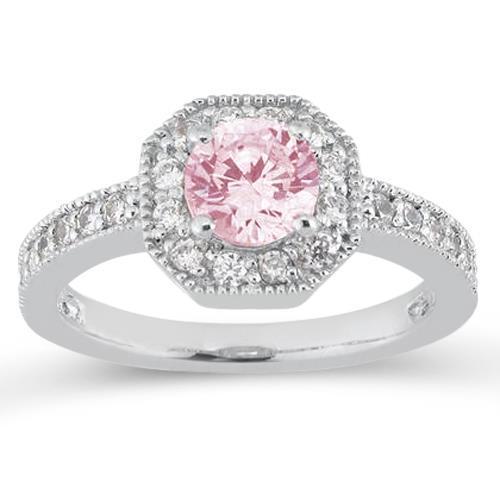 3.91 carats anniversaire saphir rose halo diamant bague de pierres précieuses - HarryChadEnt.FR
