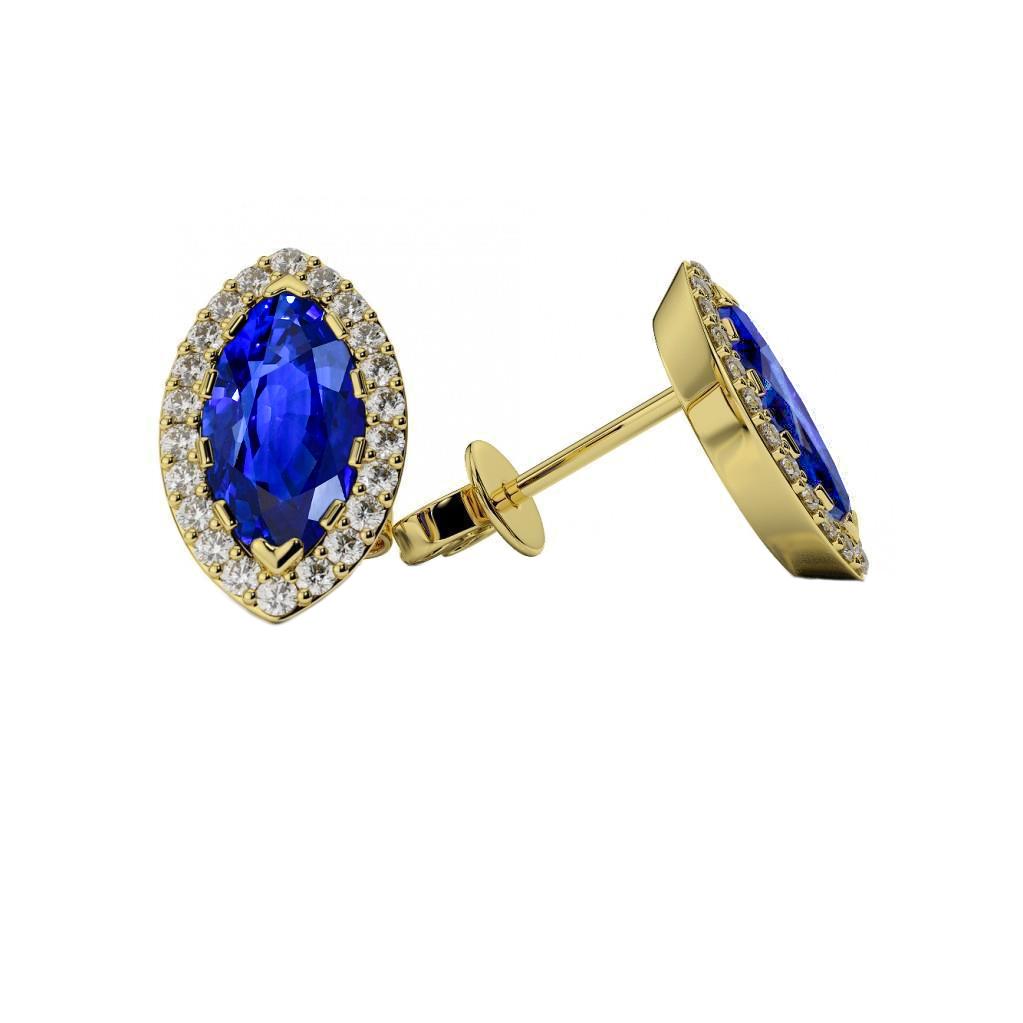 4 carats saphir avec diamant dame clous or jaune 14 carats