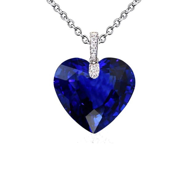 4.25 quilates Coeur Ceylan Saphir & Diamant Pendentif Or Bijoux