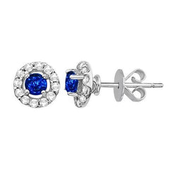 4.40 Carats Sri Lanka Saphir Diamants Boucles D'Oreilles Or Blanc 14K