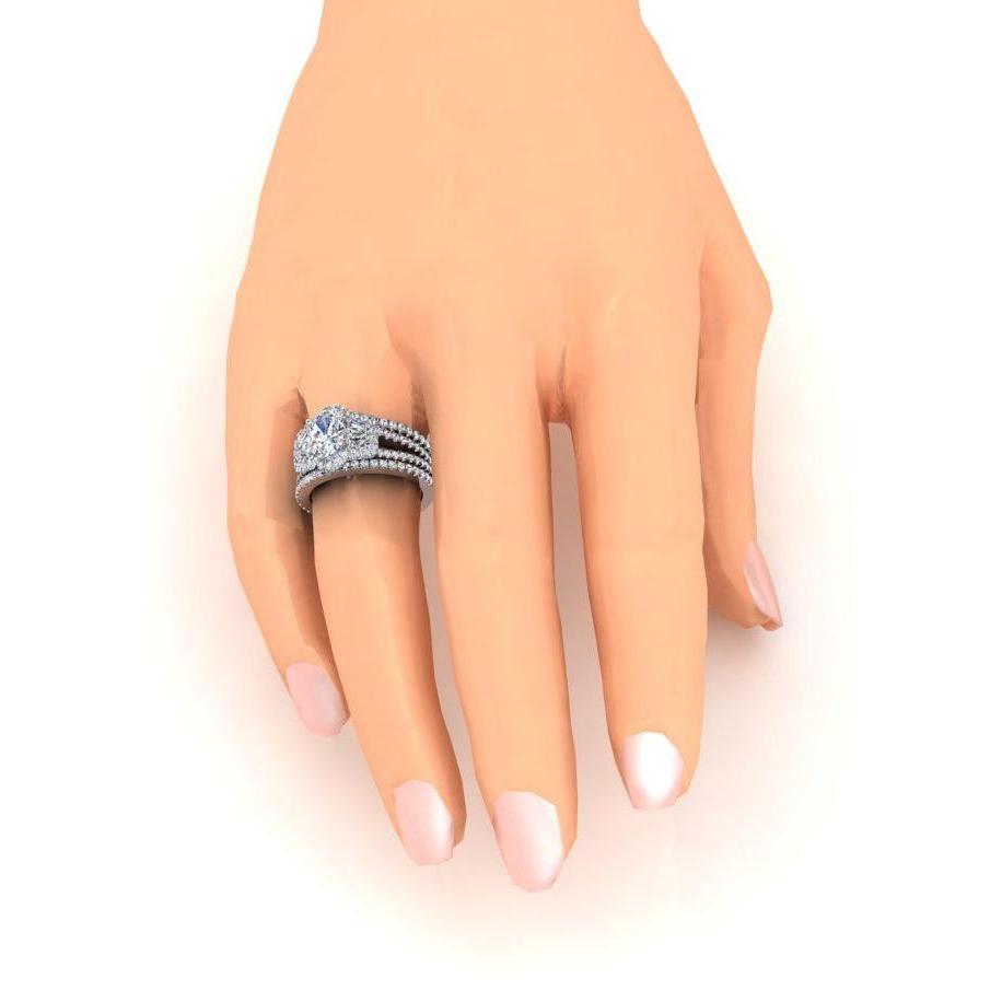 4.50 carats bague anniversaire diamant taille ovale tige fendue