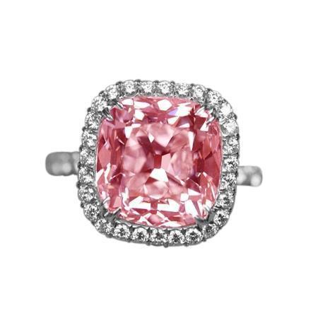 4.50 ct. Bague Diamant Coussin Saphir Rose - HarryChadEnt.FR