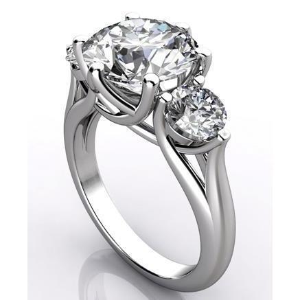 4.51 carats ronde 3 pierres diamant bague de fiançailles style treillis - HarryChadEnt.FR