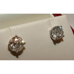 4.51 carats. Boucles d'Oreilles Rondes Diamant Tige Platine