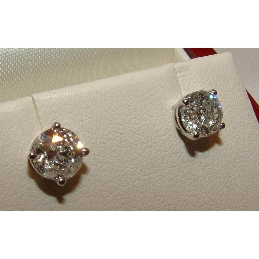4.51 carats. Boucles d'Oreilles Rondes Diamant Tige Platine - HarryChadEnt.FR