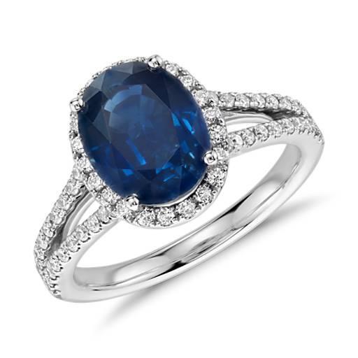 4.65 carats bague de mariage ovale ceylan bleu saphir diamant