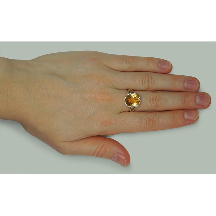 4.75 Carats Bague Citrine & Diamant Avec Accents Or Jaune 14K - HarryChadEnt.FR