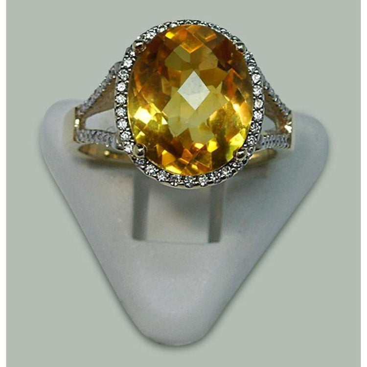 4.75 Carats Bague Citrine & Diamant Avec Accents Or Jaune 14K - HarryChadEnt.FR