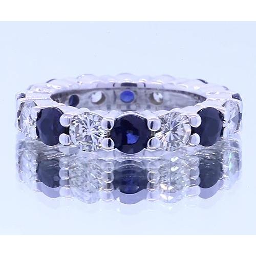 4.80 carats ronde eternity band bijoux bleu saphir or blanc 14k