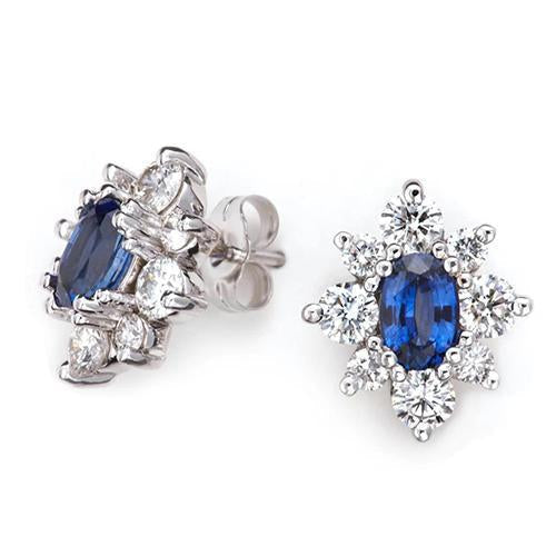 4.80 ct ceylan bleu saphir diamant femmes goujons or blanc