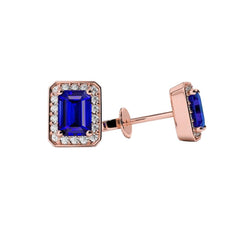 4.80 carats saphir et diamants halo boucles d'oreilles dames or rose