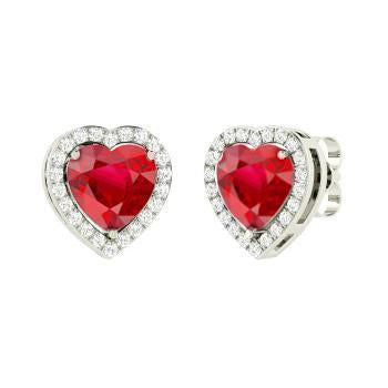 4.80 ct. Boucles d'oreilles en forme de coeur rubis avec diamants ronds 14K - HarryChadEnt.FR