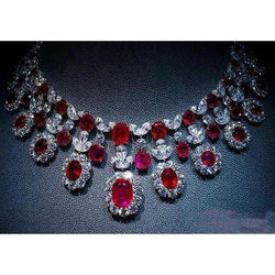 59.50 Carats Rubis Et Diamants Collier Femme Or Blanc 14K