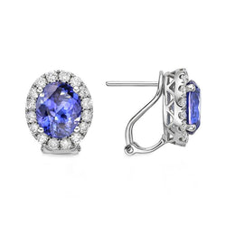 5.10 carats. Tanzanite Avec Diamant Femmes Boucles D'oreilles Or Blanc 14K