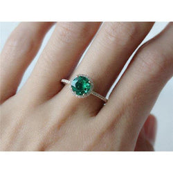 5.25 ct émeraude verte avec diamant or blanc 14K