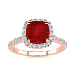 5.35 ct bague de mariage rubis rouge et diamant taille coussin bijoux en or