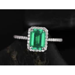 5.45 carats émeraude verte taille émeraude avec bague de mariage en diamant 14K - HarryChadEnt.FR