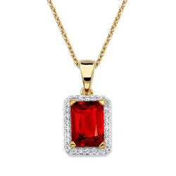 5.65 carats rubis rayonnant avec collier de diamants en or 14 carats